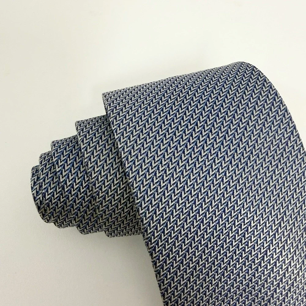 Louis Vuitton Men's Recent Tie Blue/Silver Geometric LV Monogram Silk 3 1/8